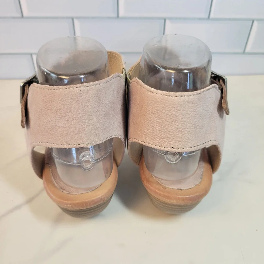 Miz Mooz Leather Heeled Sandals Size 8.5 9 Cienna Cappuccino Laser Cut Size 39